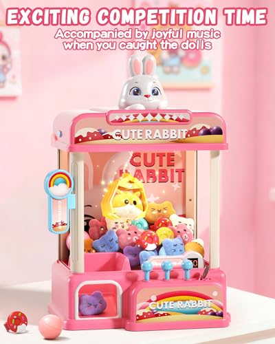 Eohemeral Large Rabbit Claw Machine for Kids, No Assembly Required - Vending Machine with Volume Control & Music, Toy Prize Dispenser - Birthday Gift for Boys & Girls Age 3 4 5 6 8 - style: Rabblit
