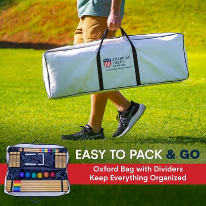 Premium Croquet Set for Adults – Deluxe Croquet Sets for Families with 35'' Wooden Mallets, Polymer Balls, Carrying Bag – Classic Outdoor Game and Lawn Play