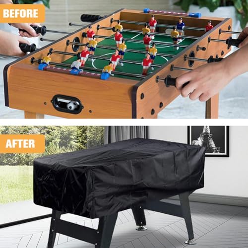 Black Foosball Table Cover 163x115x50cm Waterproof Outdoor Furniture Protection With Adjustable Straps For Dust Rain And Scratches Lasting Fabric(210D) - size: 210D