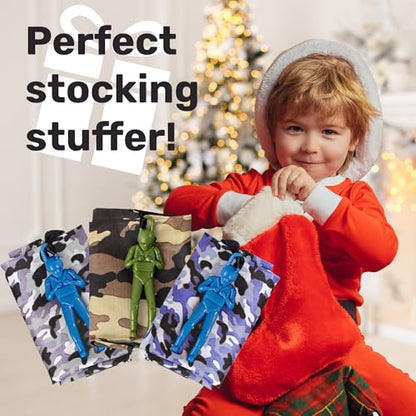 NUTTY TOYS Army Parachute Toys for Kids - Tangle Free Outdoor Flying Parachute Men, Best Small Outside Toys for 4 5 6 7 8 9 10 11 12 Year Old, Top Christmas Stocking Stuffers Idea 2026 Unique Boy Gift - style: Arctic