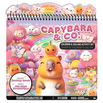 Fashion Angels Capybara & Co. Collage Activity Set, Includes 8 Sticker Sheets, 10 Sticker-by-Number Posters & 15 Drawing Pages, for Ages 6+ - style: Capybara & Co