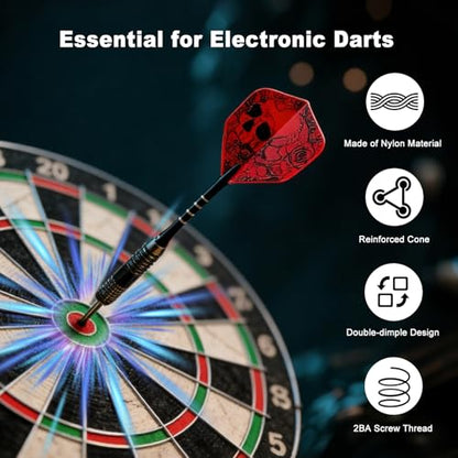 500 Pack 2BA Thread Soft Dart Tips, Plastic Dart Points Replacement, Premium Dart Accessories