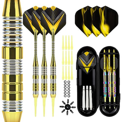 Soft Tip Darts Set 3 Aluminum Shaft Professional Darts Plastic Tip Sets 2BA Replacement Tips + Extra 3 Dart Flights 3 Replace Plastic Shafts for Electronic Dart Board - color: Yellow