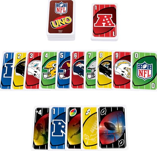 Mattel Games UNO NFL Card Game in Storage & Travel Tin for Kids, Adults & Family Night, Features Logos of All 32 NFL Teams & Special Rule (Amazon Exclusive) - style: UNO NFL