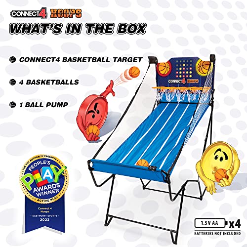 EastPoint Connect4 Hoops Arcade Basketball Game - Blue, Medium - Electronic LED Scoring & Kids Games - Foldable Indoor Design & Mini Basketball Hoop - Four-in-a-Row Challenge