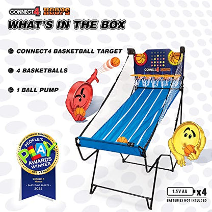 EastPoint Connect4 Hoops Arcade Basketball Game - Blue, Medium - Electronic LED Scoring & Kids Games - Foldable Indoor Design & Mini Basketball Hoop - Four-in-a-Row Challenge