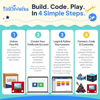 Pushes, Pulls & Pins: Build-Your-Own STEAM Bowling Game – DIY Forces & Motion STEM/STEAM Kit for Kids Ages 6+ | Learn Beginner Coding with Sensors, Lights & Sound | Fun STEM Gift for Boys & Girls