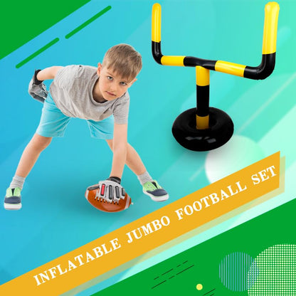 4 Pcs Jumbo Inflatable Football Set Include 1 Giant Inflatable Football Goal Post and 3 Pcs Blow Up Footballs Beach Balls for Summer Beach Lawns Outdoor Sports Game