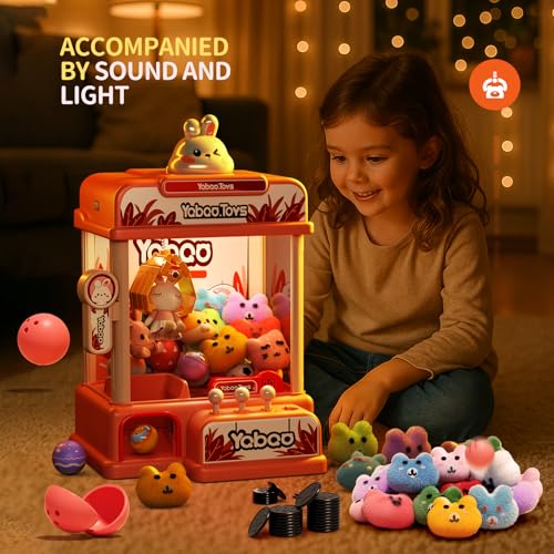 ORANGE OCEAN 54 PCS Large Claw Machine for Kids with Sound & Light, Vending Claw Machine Game Toys for Girls Ages 3-5 4-6 6-8, Claw Machines Toys Gifts for 3 4 5 6 7 8 Years Old Girls - style: Rabbit