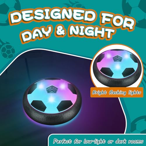 Set of 1 Light Up LED Soccer Ball Toys, Hover Toys for Boys Girls 4-7 8-12, Stocking Stuffers for Kids, for 3 4 5 6 7 8 9 10 11 12 Year Old Boys Girls - color: Black