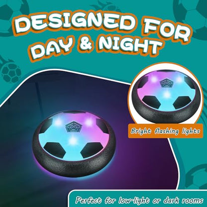 Set of 1 Light Up LED Soccer Ball Toys, Hover Toys for Boys Girls 4-7 8-12, Stocking Stuffers for Kids, for 3 4 5 6 7 8 9 10 11 12 Year Old Boys Girls - color: Black