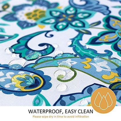 Melaluxe Spring/Summer Wrinkle-Free Waterproof Outdoor Tablecloth with Umbrella Hole and Zipper, 60-Inch-by-84 Rectangle - color: Flower, size: 60" x 84" (Rectangular)