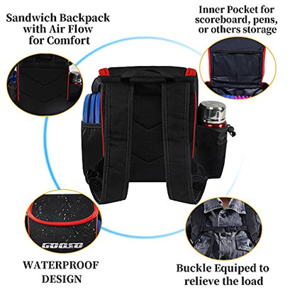 12 PCS Disc Golf Set with Bag Portable Disc Golf Backpack Holds 28+ Discs | Disc Golf Discs for Beginner with Putter, Midrange, Driver Free Stand Bag Design for Convenient Use - color: Red