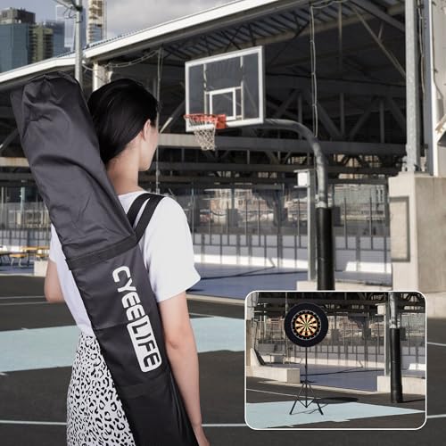 CyeeLife Dartboard Stand, Professional Portable Tripod Dartboard Travel Stand, Black
