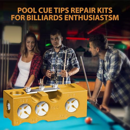 11-in-1 Billiards Pool Cue Tip Shaper, Pool Cue Tips Replacement Kit, Pool Cue Tips,Pool Cue Tip Tool for Replacement and Shaping Cue Tips - color: Yellow
