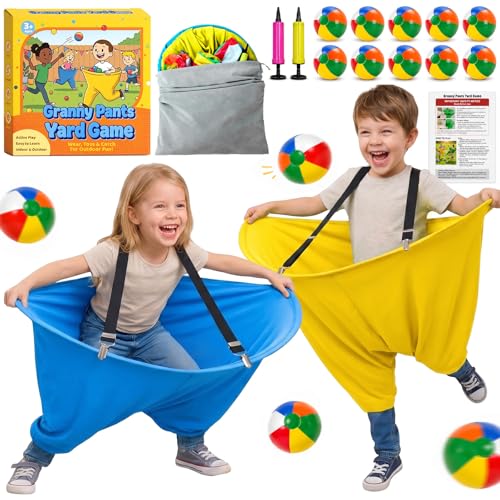 Granny Pants Yard Game for Adults and Kids, Big Pants Ball Catch Game with 2 Giant Pants, Balls, Pumps & Storage Bag, Outdoor Tossing Games for Birthday Party, Backyard Party, Family Reunion - size: Small for Kids-2PCS