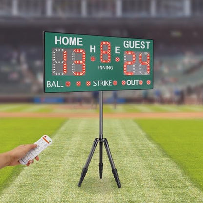Electronic Basketball Scoreboard Portable Multisport Baseball Scoreboard with Remote & Buzzer High-Light Digital Keeper Wall-Mount for Football Table Tennis Soccer Volleyball