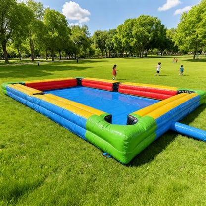 Snookball Giant Inflatable Soccer Pool Table Football Pool Pitch Billiards Inflatable Football Billiard Game with PVC Mat, Air Blower, 16 Balls for Party, Event - size: 7*5m