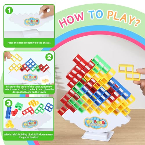 Rachan 48 Tetra Tower Balance Stacking Blocks Game, Fun Balance Board Game Building Blocks, Educational Gift for Kids - color: 48 Multicolor