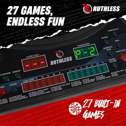 Ruthless | R600 Electronic Dartboard | Soft Tip Interactive Dartboard with 27 Game Modes | Up to 8 Players and 4 Sets of Darts Included.