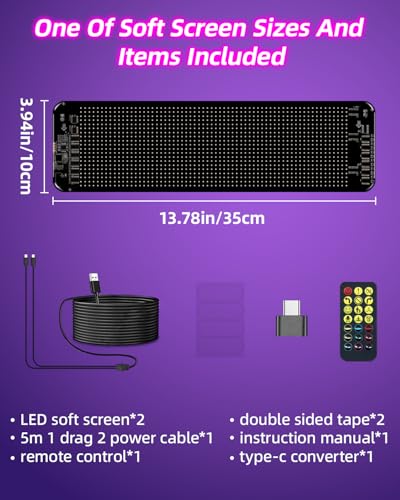 2pcs Devil Eyes Light for Windshield,14“*4”Programmable Flexible LED Display with Remote/App Control,Custom Animations, Patterns & Text,for Store、Cars、 Trucks - size: 14"*4"/2pcs