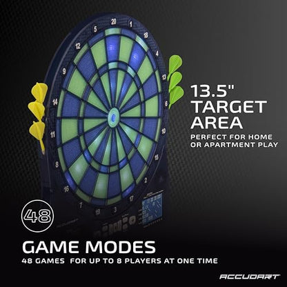 Accudart Light FX 2000 Electronic Dartboard with Vibrant LED Light Displays - Scoring Up to 4 Players - Includes 6 Soft Tip Darts