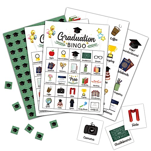Graduation Bingo Cards, Graduation Game for 24 Players, Grad Party Games for Family Friends Activities, Holiday Party Favors Supplies Decorations(09) - style: Graduation