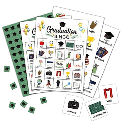 Graduation Bingo Cards, Graduation Game for 24 Players, Grad Party Games for Family Friends Activities, Holiday Party Favors Supplies Decorations(09) - style: Graduation