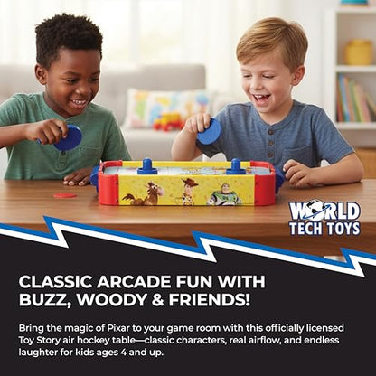 Disney Pixar Toy Story Air Hockey Table for Kids - Buzz & Woody Tabletop Game with Puck, Pushers & Air Flow System - Disney Licensed - Kids 4+