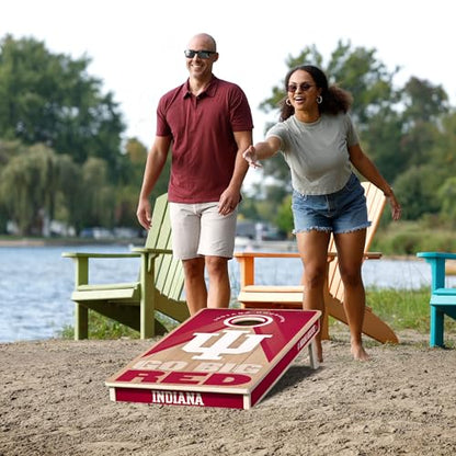 YouTheFan NCAA 2' x 4' Slogan Series Professional Wood Cornhole Game with Logo Bags - color: Indiana Hoosiers