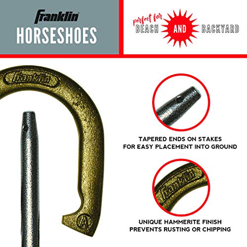 Franklin Sports Horseshoes Sets - Game Sets for Adults + Kids - Includes (4) Horseshoes and (2) Ground Stakes - style: Starter