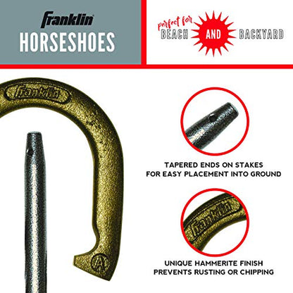 Franklin Sports Horseshoes Sets - Game Sets for Adults + Kids - Includes (4) Horseshoes and (2) Ground Stakes - style: Starter