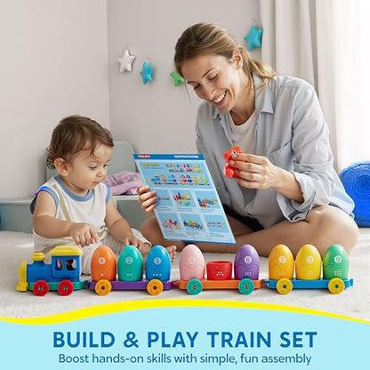 Play-Act Learning Toy for Toddlers 1 2 3 Years Old, Counting, Matching & Sorting Montessori Learning Dinosaur Train Including 9 Dinosaurs, Birthday Gift for Baby Boys Girls - style: Dinosaur Number Train