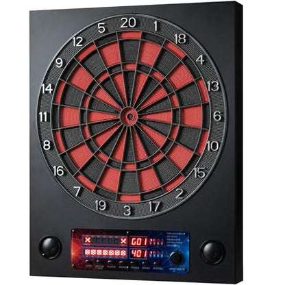 Electronic Dart Boards with Metal Case for Adults, Electric Dart Board with 6 Soft Tip Darts, Electronic Digital Dartboard Automatic Scoring, with Voice, LCD Screen, 25 Games for 1-8 Players