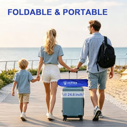 AMMSUN 6ft Folded Portable Travel Beach Umbrella with Sand Anchor Tilt Air vent UPF 50+UV Protection Fit In Suitcase Compact Foldable Telescopic umbrellas for Patio Garden Beach Pool Blue - color: 6ft Navy Blue