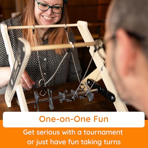 Fat Brain Toys Hook Rally Portable Wooden Tabletop Skill Challenge, Ring Toss Game for Kids and Adults, Hook Game Ring Toss, Fun Toys, Ages 8 to Adult