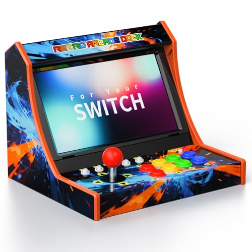 Retro Arcade Machine for Switch/OLED/Switch 2 with Screenshot Icon Button, Orange and Blue (Screen Not Included) - color: Orange and Blue