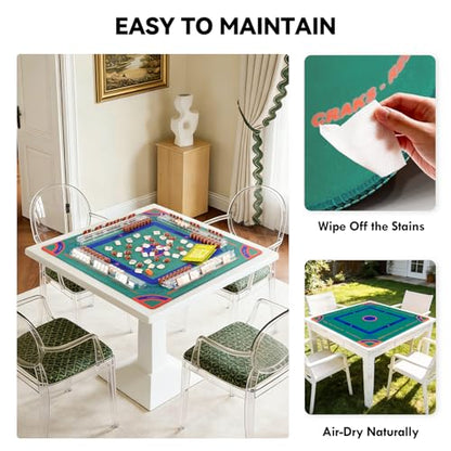 Mahjong Mat, Mahjong Table Mat Black Carrying Bag, Anti Slip and Noise Reduction Table Cover for Mahjong, Poker, Card Games, Dominoes, Board Games, Slip Resistant Mat (Green - 31.5'') - color: Green