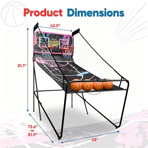 Basketball Arcade Game Shot Creator Indoor Foldable Electronic Double Shootout Sport Game Official Home Dual Shot Basketball 2 Player with 4 Balls (Black Purple) - color: Black Purple