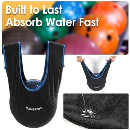 Mangrove Bowling Ball Polisher, Microfiber Bowling Towel See-Saw for Bowlers, Large Washable Bowling Shammy Seesaw, Ball Cleaner Holder Bag - color: 2-Pack/Black