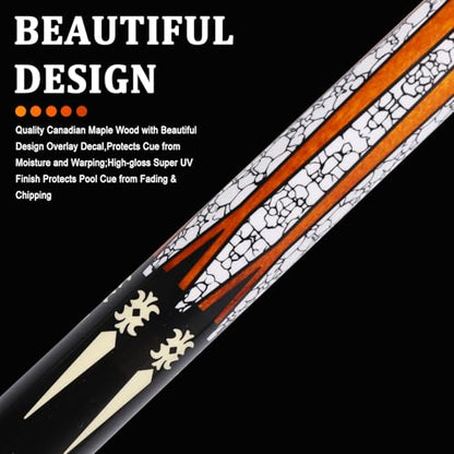 CUEELF Carbon Fiber Pool Cue 2 Pieces Cue Stick with 12.5mm Tip Professional Low Deflection Billiard Pool Sticks with 3/8 * 8 Pin Joint - color: Amber