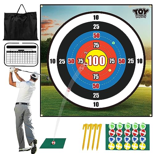 TOY Life Chipping Golf Practice Mats Golf Game Training Mat Indoor Outdoor Games for Adults Family Kids Outdoor Play Equipment Stick Chip Golf Set Backyard Game(Patented) - style: Dart Board Style