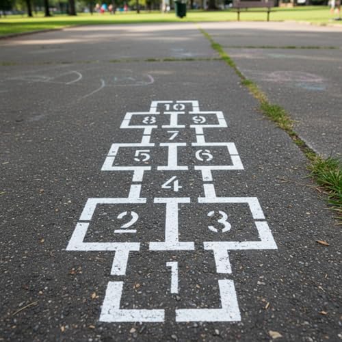MotiMind 90" x 24" Classic Hopscotch Stencil Playground Foldable Painting Stencils Cardboard Reusable Template for Playground and Pavement