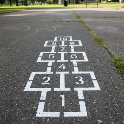 MotiMind 90" x 24" Classic Hopscotch Stencil Playground Foldable Painting Stencils Cardboard Reusable Template for Playground and Pavement