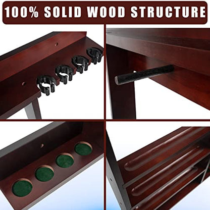 Billmart Pool Stick Holder Wall Mount, 8 Cues Solid Wood Billiard Pool Cue Rack, Pool Table Accessories (Mahogany) - color: 8 Cues Mahogany