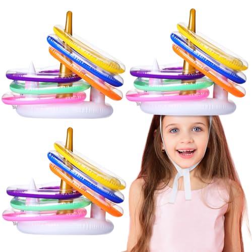 RoundFunny Unicorn Party Games with 1 Unicorn and 6 Heart Rings Inflatable Ring Toss Game Set Multicolor Toss for Party Outdoor Game Favors Birthday 1 Set