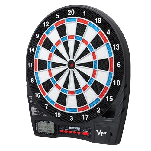 Viper Showdown Electronic Dartboard, 15.5 in Regulation Target, 32 Games, 590 Options, Battery Powered, 6 Darts Included, Black