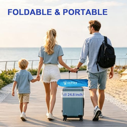 AMMSUN 6ft Folded Portable Travel Beach Umbrella with Sand Anchor Tilt Air vent UPF 50+UV Protection Fit In Suitcase Compact Foldable Telescopic umbrellas for Patio Garden Beach Pool Sky Blue - color: 6ft Light Blue