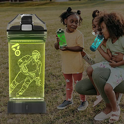 YuanDian Hockey Gifts for Boys, Light Up Water Bottle - 14 OZ Tritan BPA Free Eco-Friendly - Cool LED Sport Cups Gift for Hockey Player School Kids Girl Child Christmas Holiday
