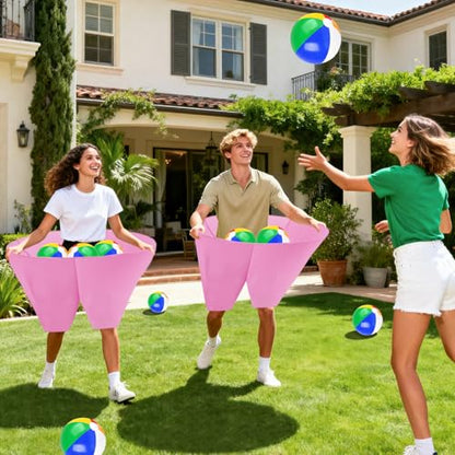Granny Pants Game with Bouncy Balls and 1 Air Pump (Random Colors), Granny Pants Outdoor Game Baby Shower Funny Party Game for Adults & Families, Big Pants Ball Game Granny Pants Yard Game - color: Pink